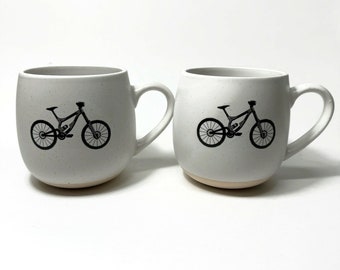 Coffee cups Mountain Bike, bike mugs, set of two, bike lover gifts, bike home decor, bike enthusiast, unique gifts for her, presents