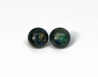 Iridescent dichroic glass earrings fused glass jewelry, gifts for her, hypoallergenic