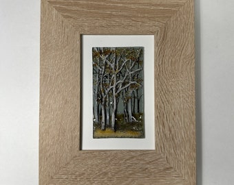 Fused Glass Fall Birch Tree Art, Scenery Panel, Gifts For Her, Three Dimensional Wall Sculpture, Housewarming Presents