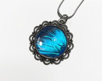One-of-a-Kind Blue Morpho Pendant, Nature Inspired Butterfly Charm, Handmade Necklace for her, Artisan Crafted Gifts