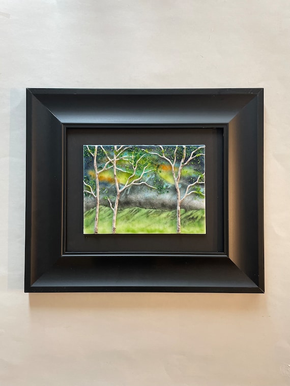 Birch Tree 3D Scenery Wall Art, Fused Glass Panel, Realistic Picture, Nature Home Decor, Handmade Glass Sculpture