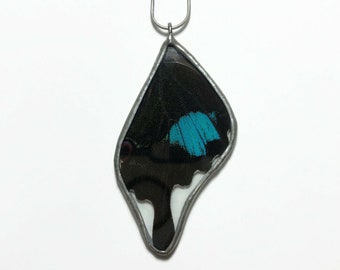 Butterfly wing pendant, nature inspired jewelry, stained glass necklace, unique gifts for mom, necklace included