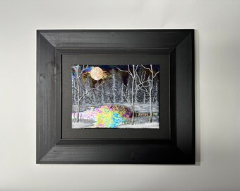 Birch Tree Winter Scenery Glass Art Panel, 3D Wall Sculpture Decor, Realistic Nature Picture, Unique Home Gift, Art For Mom