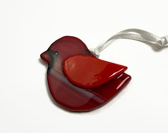 Bird ornament, fused glass ornament, unique gifts for her, nature home decor, Christmas tree decoration, wildlife ornament, Christmas decor