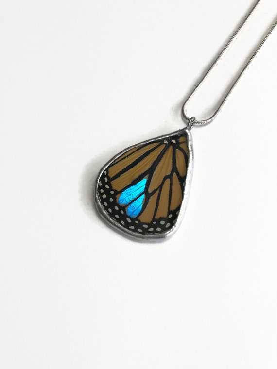 Real Butterfly Wing butterfly wing taxidermy jewelry Monarch Butterfly statement necklace gifts for her insect pendant