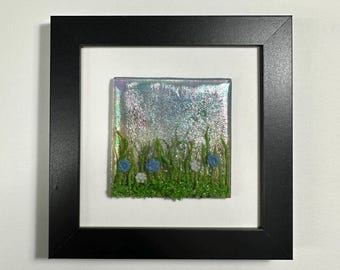 Dragonfly fused glass art panel scenery picture, nature home decor, glass wall sculpture, three dimensional art, Gifts for mom