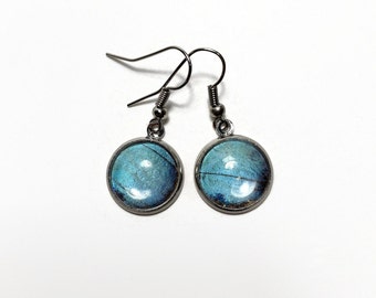 Blue morpho butterfly wing earrings, real butterfly jewelry, gifts for her, iridescent earrings, hypoallergenic, unique presents