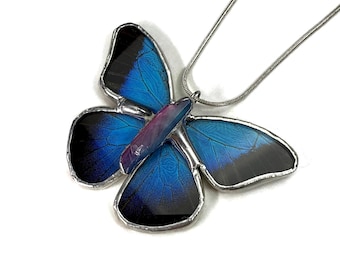 Butterfly Wing Pendant, Real Butterfly jewelry, Gifts For Her, One-of-a-Kind Crystal Jewelry