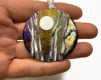 Birch tree ornament, fused glass decoration, unique gifts for her, Christmas tree decoration, window hanging
