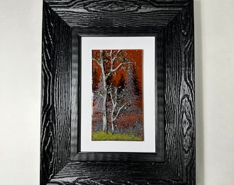 Birch tree fused glass art, scenery picture, realistic panel, unique gifts for her, wall sculpture, three dimensional, housewarming presents