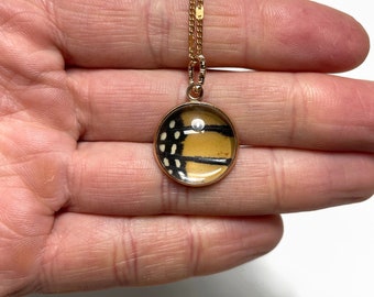 Monarch butterfly wing pendant, real butterfly jewelry, glass necklace, gifts for mom, chain included