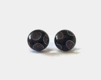 Glass earrings, sparkle studs, button earrings, unique gifts for her, dichroic glass earrings, fused glass jewelry