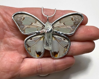 Handcrafted real butterfly crystal pendant, butterfly wing jewelry, glass necklace gift for her