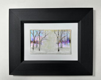 Birch Tree Winter Scenery Art Panel, 3D Wall Sculpture Decor, Realistic Glass Nature Picture, Unique Home Gift