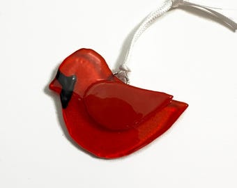 Bird ornament, fused glass ornament, unique gifts for her, nature home decor, Christmas tree decoration, wildlife ornament, Christmas decor