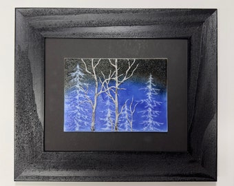 Birch Tree Winter Scenery Glass Art Panel, 3D Wall Sculpture Decor, Realistic Nature Picture, Unique Home Gift, Art For Mom
