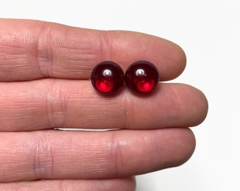 Red glass round stud earrings fused glass jewelry, minimalist sparkle earrings, dichroic glass studs, 8mm, 9mm, 10mm, 11mm