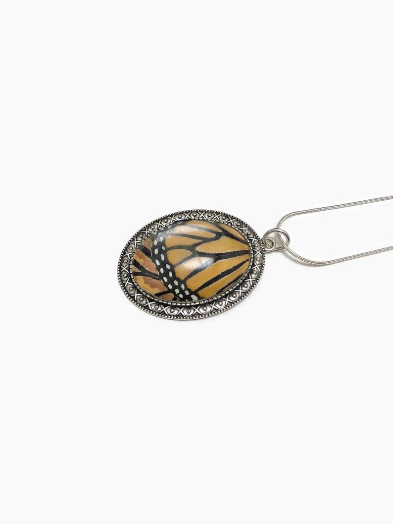 Real Butterfly Wing butterfly wing taxidermy jewelry Monarch Butterfly statement necklace gifts for her insect pendant
