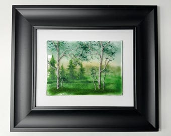 Nature Inspired Scenery Wall Art, Fused Glass Tree Panel, Cabin Home Decor, Unique Gifts for Mom, 3D Sculpture, Realistic Picture