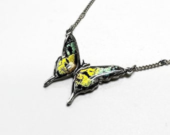 Iridescent pendant, real butterfly wing jewelry, sunset moth, unique gifts for her, resin pendant, necklace included