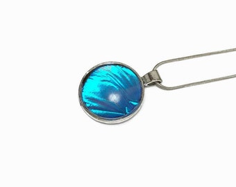 Blue pendant, Butterfly wing Necklace, iridescent pendant, butterfly jewelry, real butterfly wing, insect necklace, Blue Morpho Butterfly