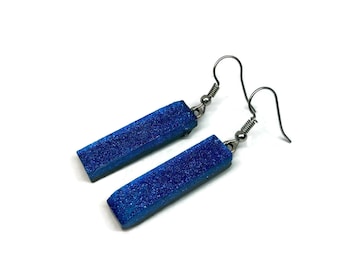 Blue dichroic glass earrings Fused glass jewelry, gifts for her, iridescent dangle earrings, hypoallergenic