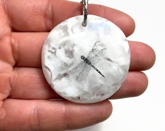 Fused Glass ornament, white, iridescent, glass sun catcher, dragonfly sun catcher, window hangings