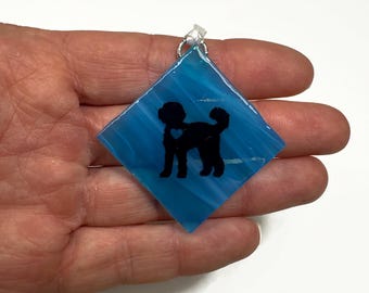 Handcrafted Glass Dog Ornament, Fused Glass Labradoodle Tree Hanging, Animal Christmas Home Decor, Pet Decorations for Her