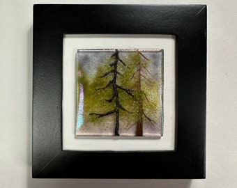 Scenery tree art fused glass wall panel unique gifts for mom nature home decor tree dimensional wall sculpture impressionist art picture