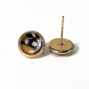 Kolczyki ze skrzydłami motyla monarcha, prawdziwa biżuteria ze skrzydłami motyla, prezent dla niej, okrągłe szklane złote kolczyki, hipoalergiczne 8 mm 10 mm 12 mm