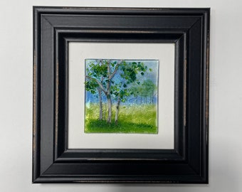 Birch tree glass art, scenery 3D wall panel, best friend gifts, realistic picture, nature home decor, textured sculpture
