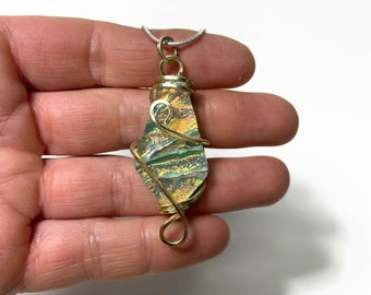 Handmade Reflective Pendant, Fused Dichroic Glass Jewelry, Artisan Crafted Gifts for Her