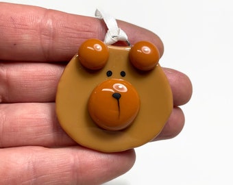 Brown bear fused glass ornament Christmas tree decoration gifts for dad bear home decor tree ornament window handing