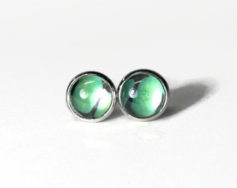 Gorgeous Green Butterfly Wing Stud Earrings, Nature Inspired Jewelry, Real Butterfly Gifts for her