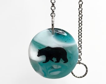 Handcrafted Glass Bear Ornament Window Hanging, Unique Home Decor, Wildlife decorations for her