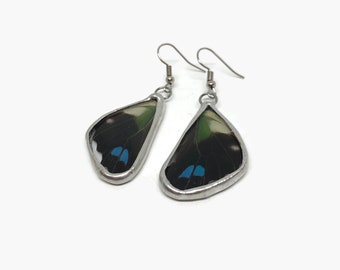 Elegant Butterfly Wing Glass Dangle Earrings, Lovely Gift for Her Birthday, Nature Lover Jewelry