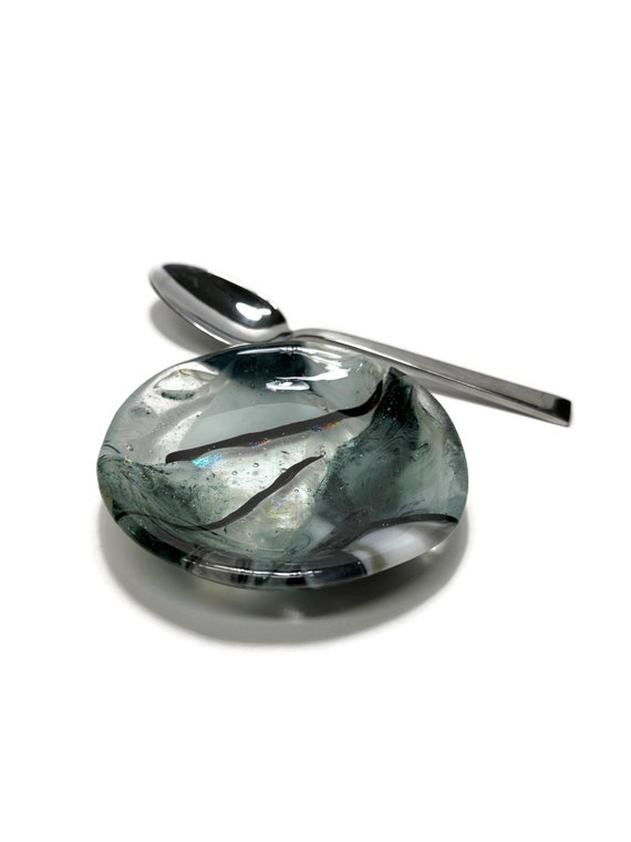 Colourful Glass Spoon Rest, Handcrafted Dish, Kitchen Accessory, Perfect Gift Idea, Handmade Utensil Holder