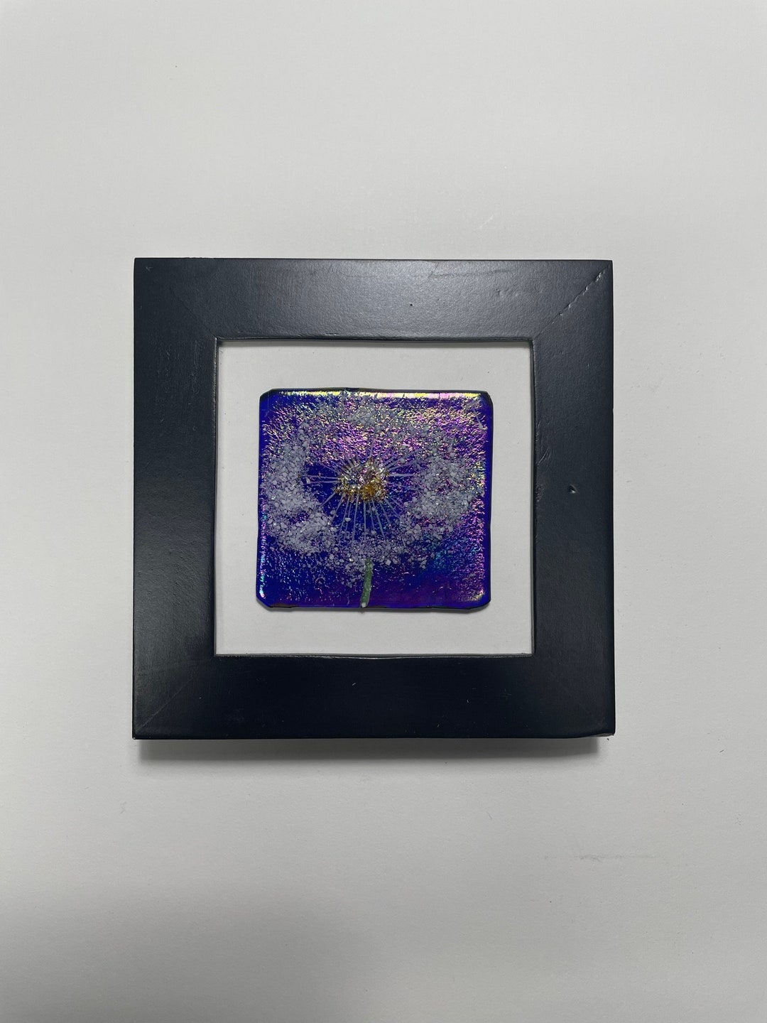 Iridescent Blue Dandelion Wall Art Fused Glass Panel Gifts Etsy