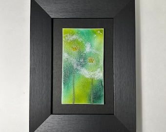Flower fused glass wall art dandelion wish picture scenery panel unique gifts for her realistic art three dimensional wall sculpture