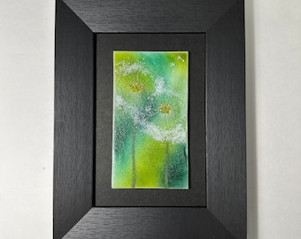 Flower fused glass wall art, dandelion wish picture, nature home decor, scenery panel,  gifts for her, realistic art, 3D wall sculpture