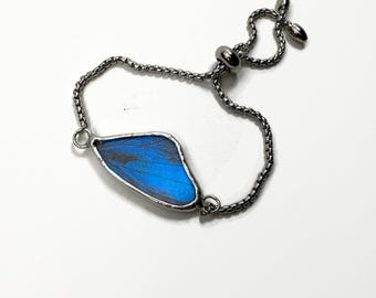 Blue Morpho Wing Adjustable Bracelet, Butterfly real Butterfly Jewelry, Nature Inspired Gifts for Her