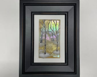 Birch tree fused glass art, three dimensional panel, unique gifts for her, nature home decor, wall sculpture, scenery picture, realistic art