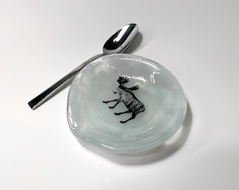 White spoon rest fused glass moose spoon holder glass dish kitchen decor mountain lover unique gifts for dad housewarming presents