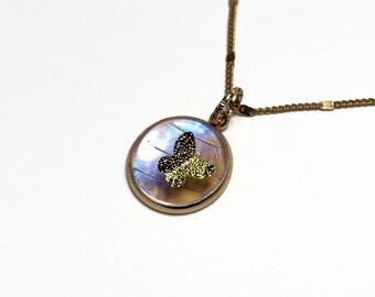 Handcrafted Iridescent Blue Butterfly Pendant, Gift Ideas for Her, Sulkowskyi Morpho Jewelry