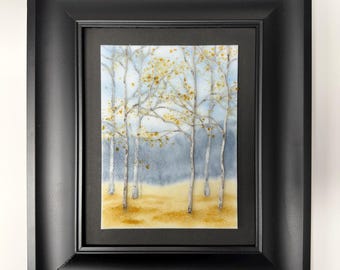 Handcrafted forest 3D birch tree art, Fall fused glass wall panel, landscape home decor, art for mom, realistic picture