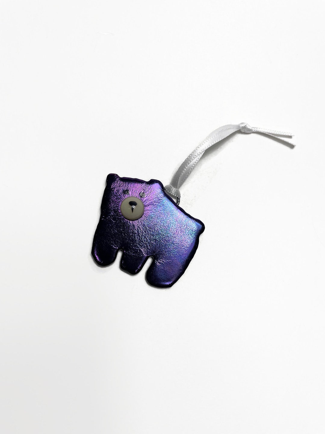 Glass Bear Ornament Iridescent Bear Fused Glass Ornament Etsy