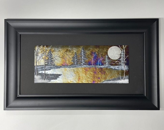 Featured listing image: Fused Glass art, birch tree art, glass panel, tree home decor, glass wall sculpture, scenery art, three dimensional, glass picture