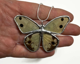 Butterfly Necklace, Real Butterfly jewelry, best friend gifts, glass pendant, stained glass wing, nature inspired present