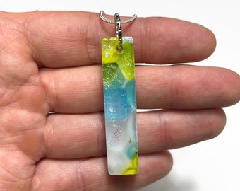 Artisan Crafted multicoloured dichroic pendant, fused glass jewelry, unique best friend gifts, necklace included
