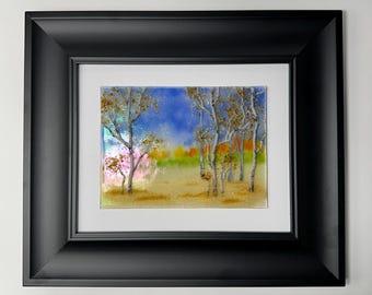 Birch tree fused glass art, fall scenery panel, three dimensional wall sculpture, Unique gifts for him, nature home decor, realistic picture